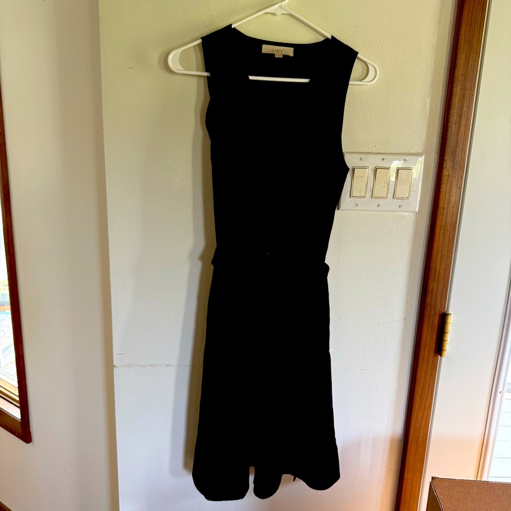 Ann Taylor Loft Black Sleeveless Button Down Dress Women's 4